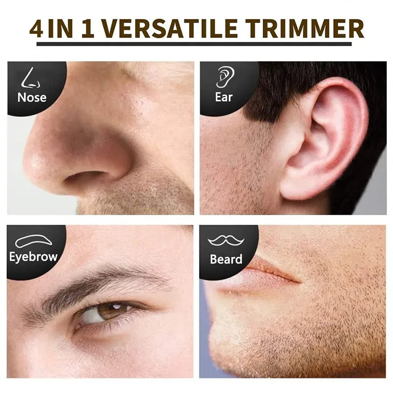 4-in-1 Rechargeable Nose Trimmer: Beard and Ear Hair Removal Clean Machine for Men - Eyebrow and Nose Hair Trimmer
