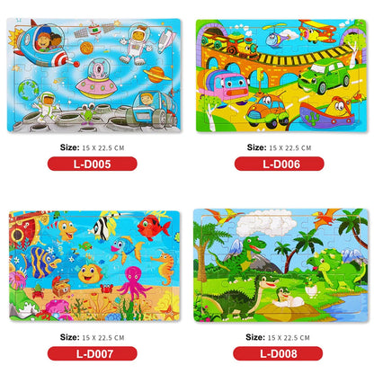 30PCS Montessori Wooden 3D Cartoon Animal Puzzle – Educational Jigsaw Board Game for Kids