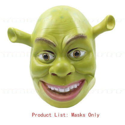 Shrek Green Monster Costume Set - Latex Mask, Headset & Gloves for Halloween Parties & Cosplay