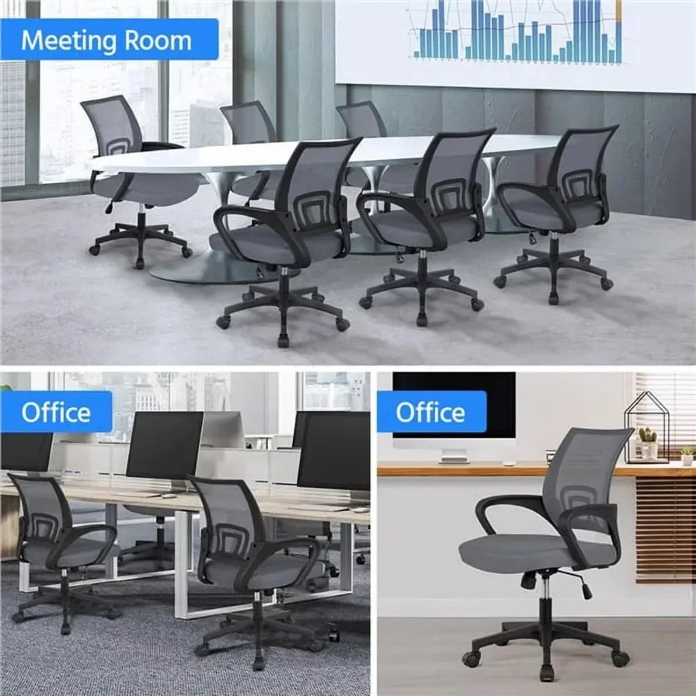Adjustable Mid Back Mesh Office Chair with Armrests – Black Swivel Computer & Gaming Chair