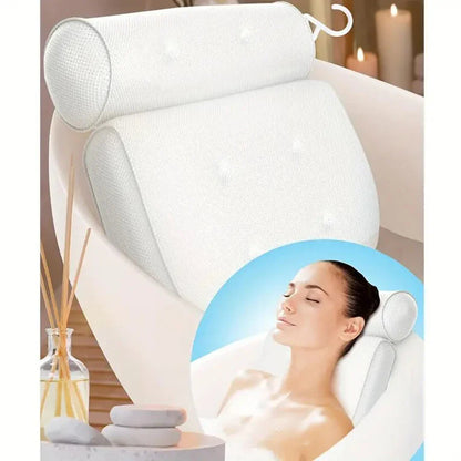Spa Bathtub Pillow with Anti-Slip Suction Cups – Neck and Back Support for Bathtub and Bathroom Accessory