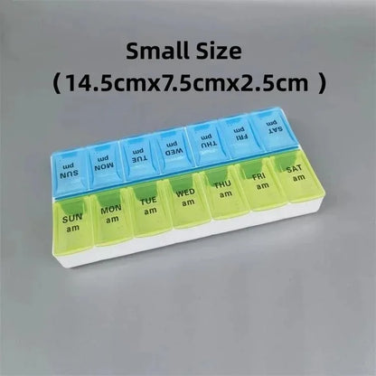 Weekly Travel Pill Organizer Box – 7-Day Portable Medicine & Vitamin Storage with 14 Grid Compartments