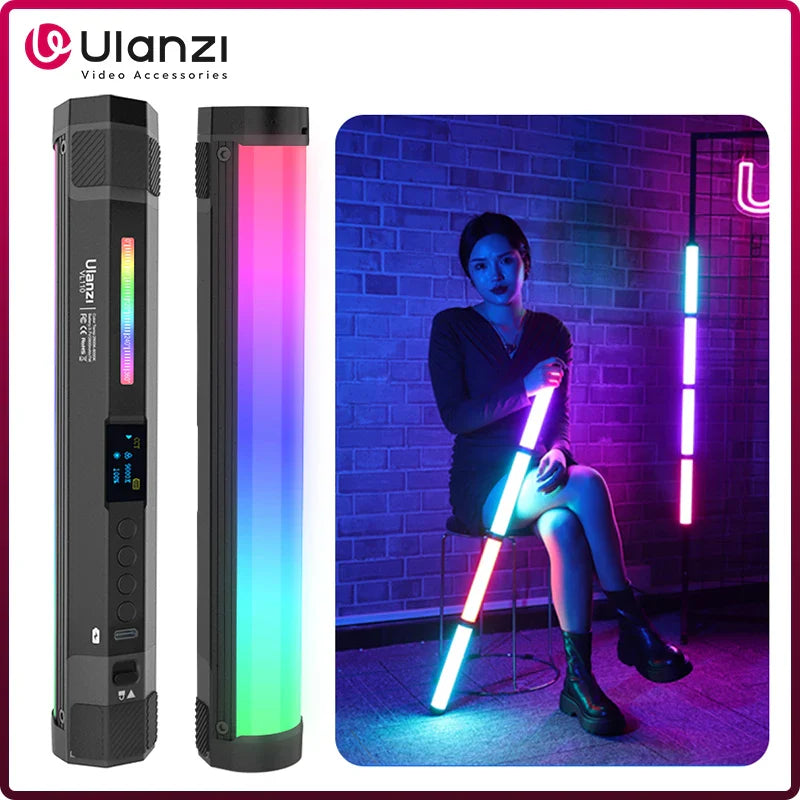 Ulanzi VL110 24CM RGB LED Light Wand – 2500K-9000K Handheld Magnetic Video Stick Light with 2600mAh Battery for Photography & Vlogging
