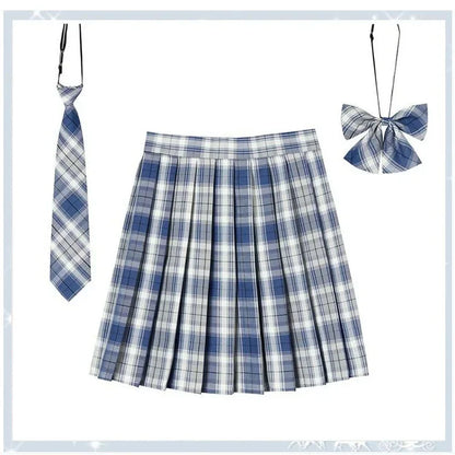 Women’s Plaid Pleated Skirt with Bowtie – XS-5XL Harajuku Preppy Mini Japanese School Uniform, Summer Kawaii Jupe