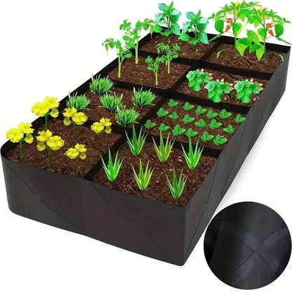 128-Gallon Rectangular Planting Bag – Multi-Grid Seedling Bed with 8 Mouth Openings for Flowers & Vegetables