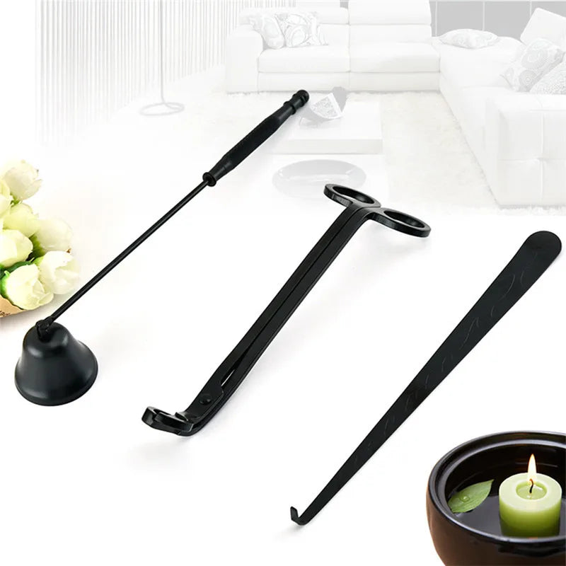 3-Piece Candle Care Set - Stainless Steel Wick Trimmer, Scissors, Extinguisher Hook, Portable Candle Accessories for Home Use