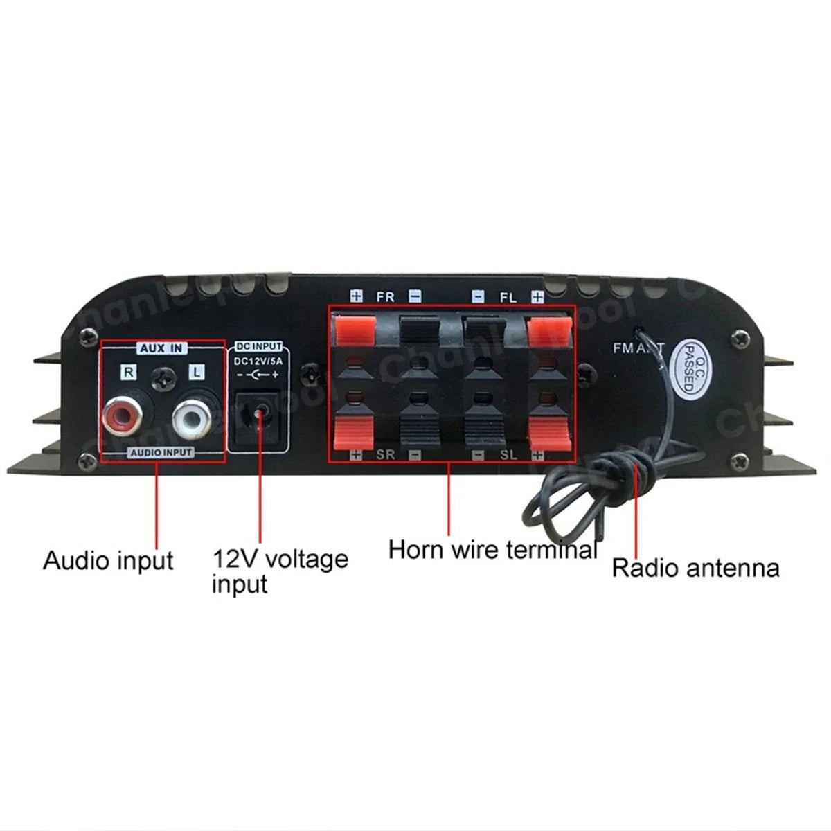 1600W Peak Power HiFi 4-Channel Digital Audio Amplifier – Bluetooth Karaoke Player with FM Radio & Remote Control