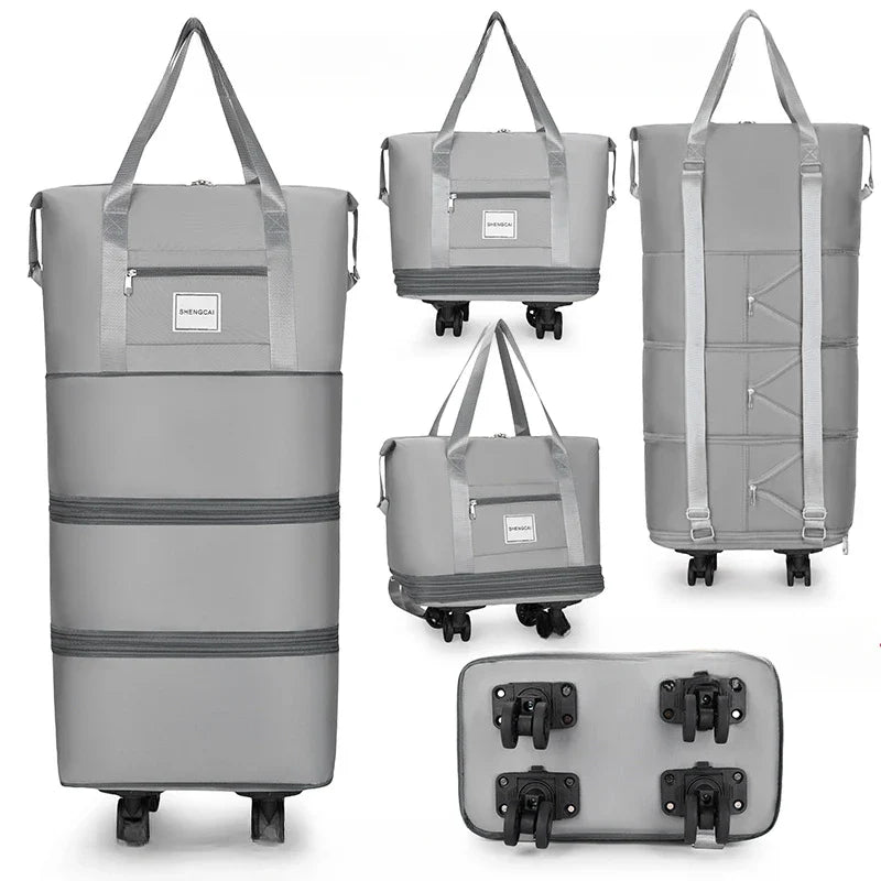 Large Capacity Travel Backpack with Wheels – Portable Double-Layer Luggage Bag, Universal Detachable Storage for Checked Travel