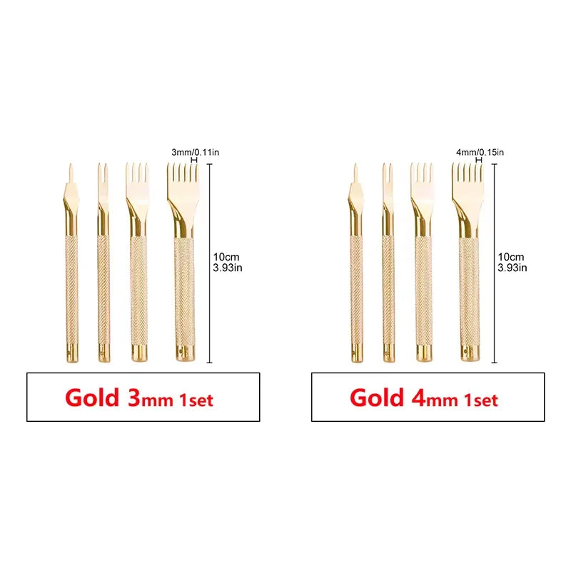 Fenrry Leather Spacing Punch Set – 3/4/5/6mm Lacing & Stitching Hole Punch Tools with 1/2/4/6 Prongs for DIY Leathercraft