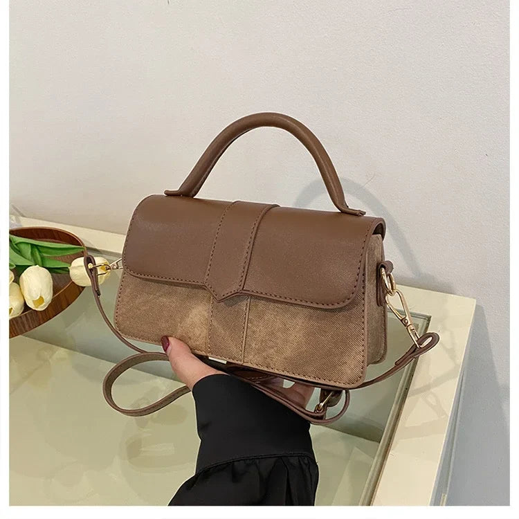 PU Leather Shoulder Bag for Women – Fashion Crossbody Vintage Underarm Square Satchel Handbag (Black)