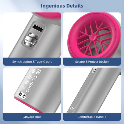 Mini Rechargeable Handheld Fan — Strong Wind with 100-Speed Digital Display