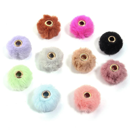 10pcs Plush Fur Ball Beads – Multicolor Pompom Spacer Beads for DIY Jewelry, Earrings & Bracelets