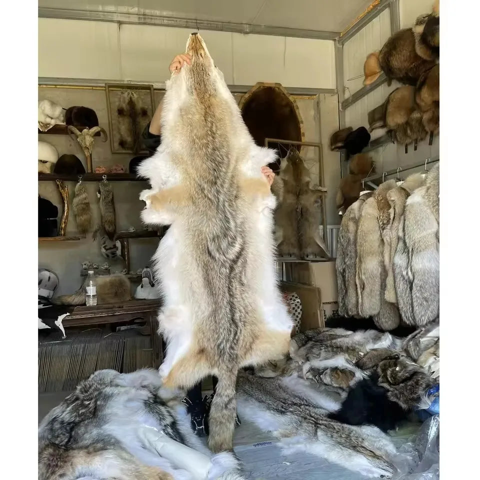 Coyote Fur Blanket - Large Full-Size Plush Throw for Car Seats, Sofas & Decor