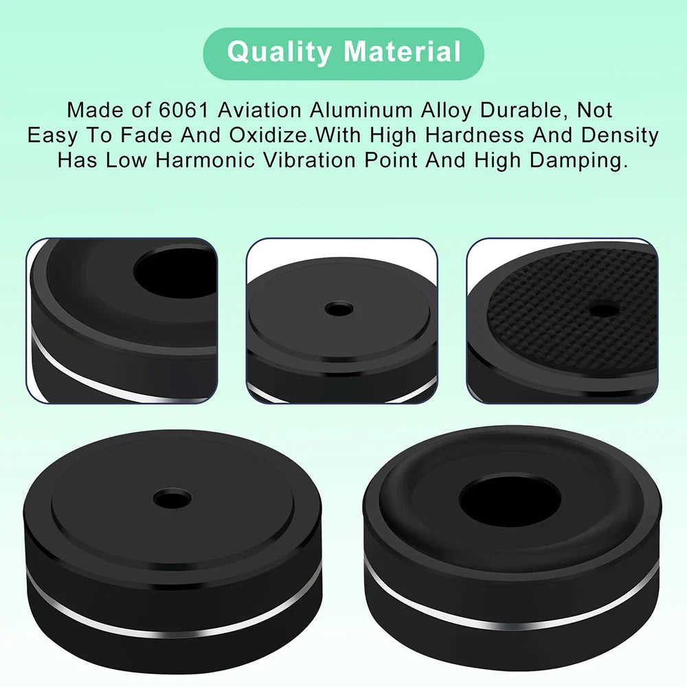 4PCS Aluminum Speaker Isolation Feet – 40x15mm Audio Equipment Feet with Non-Slip Rubber Rings