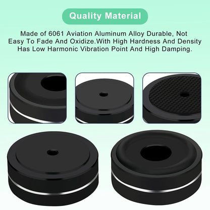 4PCS Aluminum Speaker Isolation Feet – 40x15mm Audio Equipment Feet with Non-Slip Rubber Rings