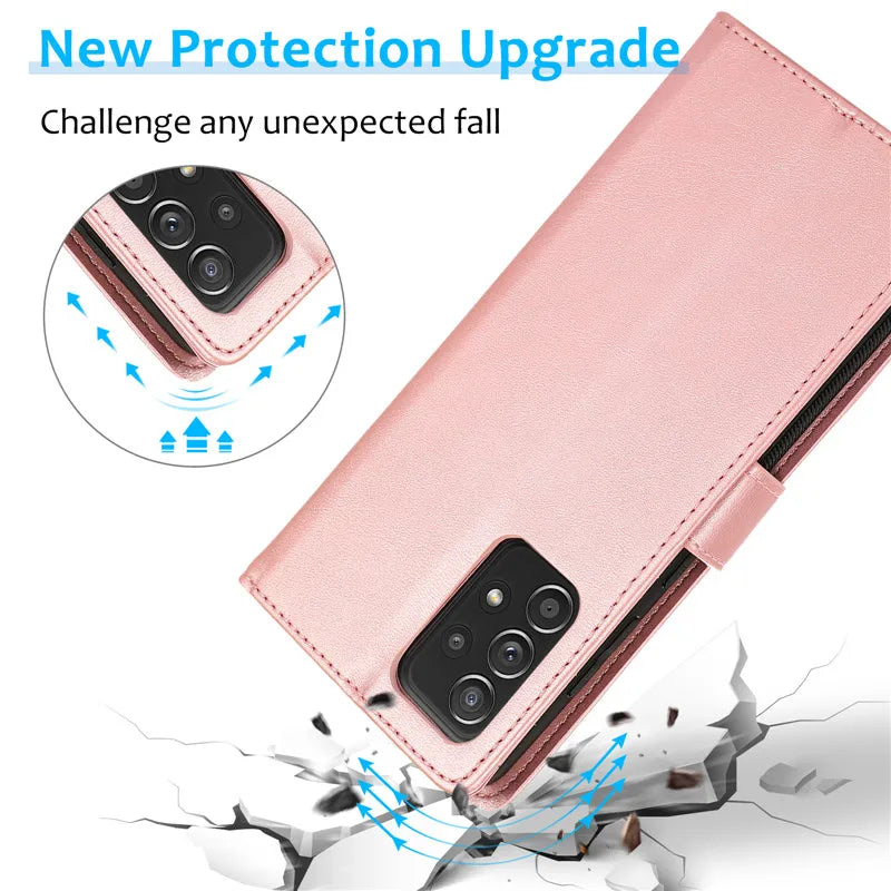 Samsung Galaxy A16–A15–A55–A14–A34–A54–A13–A33–A53–A73–A52–A72–A51 Case - Magnetic Flip Leather Wallet Cover with Card Slots