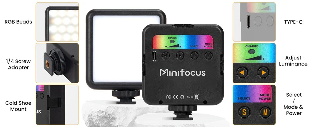 Pocket RGB LED Fill Light – Portable Mini Video Light for Camera, Smartphone, GoPro & Laptop, Adjustable Selfie Lamp