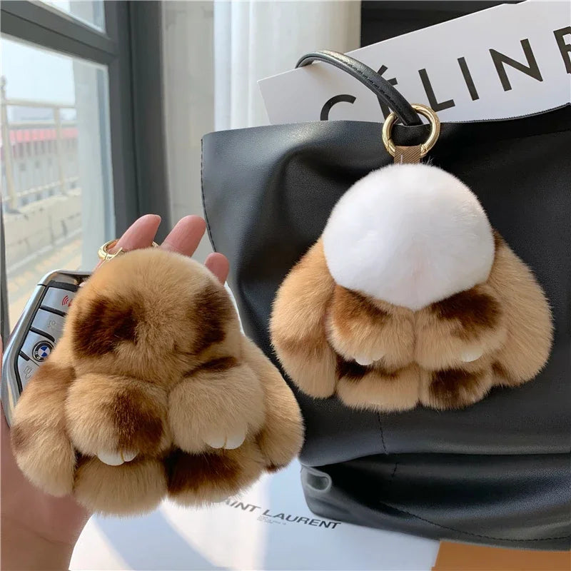 10cm Cute Plush Bunny Keychain – Women’s Fur Pom Pom Angel Rabbit Bag Charm & Toy Pendant for Girls