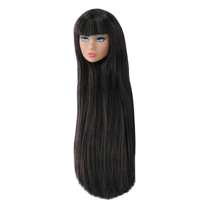 1/6 Supermodel Doll with Movable Joints – Flat Bangs Straight Hair Body & Head Accessories (White/Normal/Black Skin)
