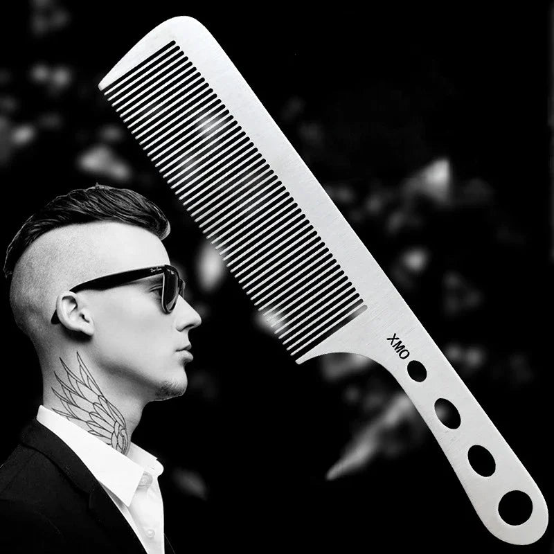 Ultra-Thin Titanium Steel Hairdressing Comb – Professional Men’s Point-Tail Hair Styling Brush