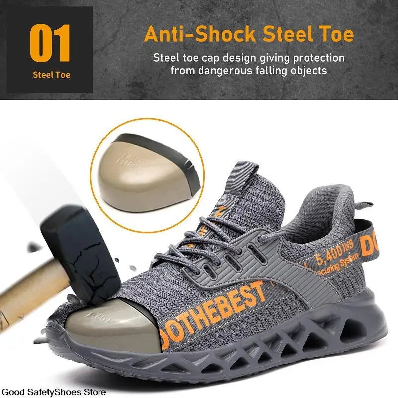 Steel Toe Safety Shoes for Men & Women – Lightweight Puncture-Proof Work Sneakers, Unisex Construction Boots