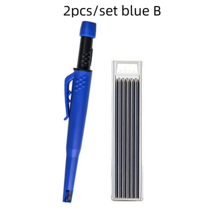 Solid Carpenter Pencil Set — 2.8mm Mechanical Pencil Marker with Built-In Sharpener for Woodworking, Construction, and Architecture