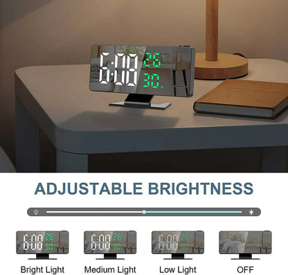 LED Digital Projection Alarm Clock – Ceiling Projector with Time, Temperature Display, Backlight & Snooze Function for Home