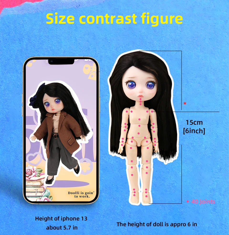 Lady Doolli 1/12 BJD Dolls Blind Box – 15cm Ob11 Mystery Anime Figure Toy, Kawaii Designer Gift