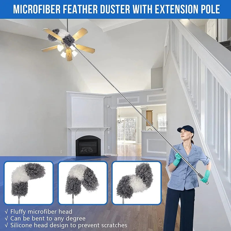 Extendable Microfiber Duster Brush - Versatile Cleaning Tool for Dusting Car and Furniture Gaps