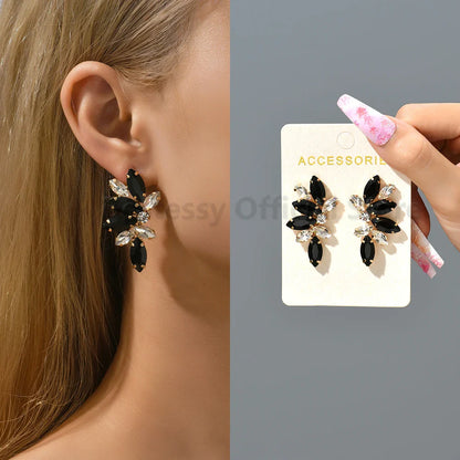 2025 Luxury Green Rhinestone Earrings – Vintage Geometric Wing Statement Jewelry for Women