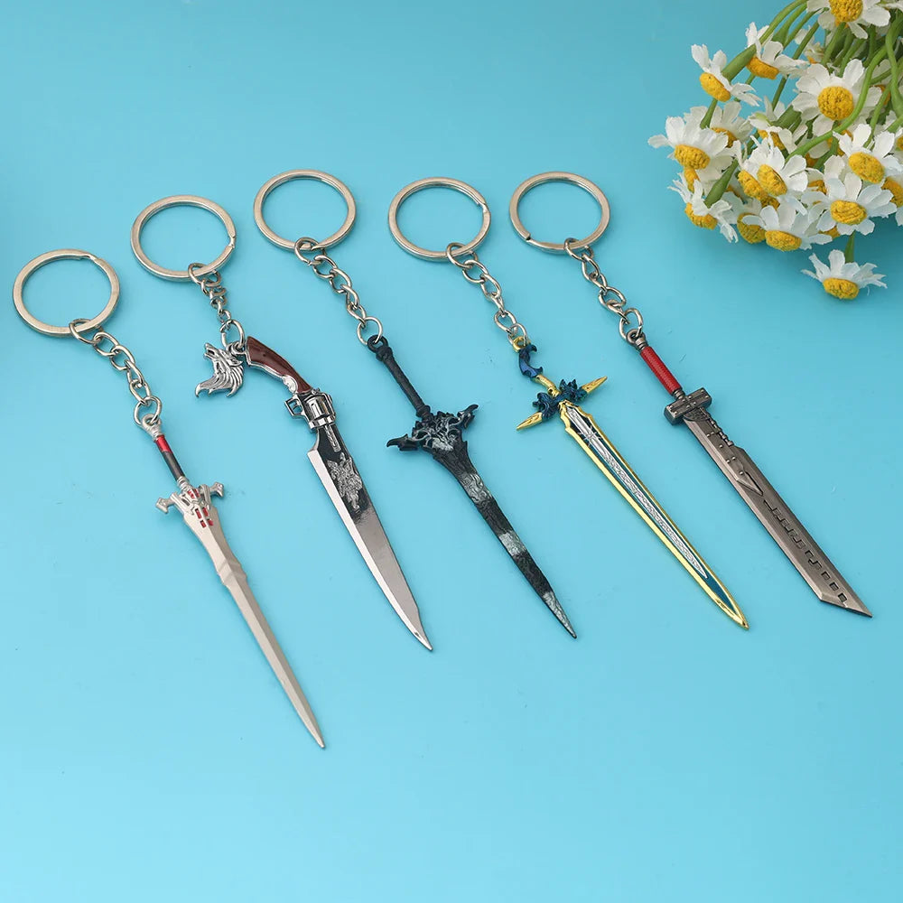 Final Fantasy Sword Pendant Keychain – Mini Remastered Game Key Ring for Car, Backpack & Cosplay Jewelry Accessories Gift
