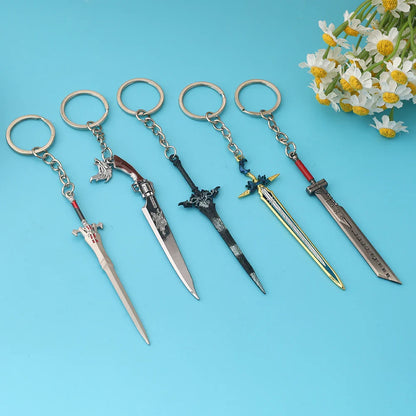 Final Fantasy Sword Pendant Keychain – Mini Remastered Game Key Ring for Car, Backpack & Cosplay Jewelry Accessories Gift