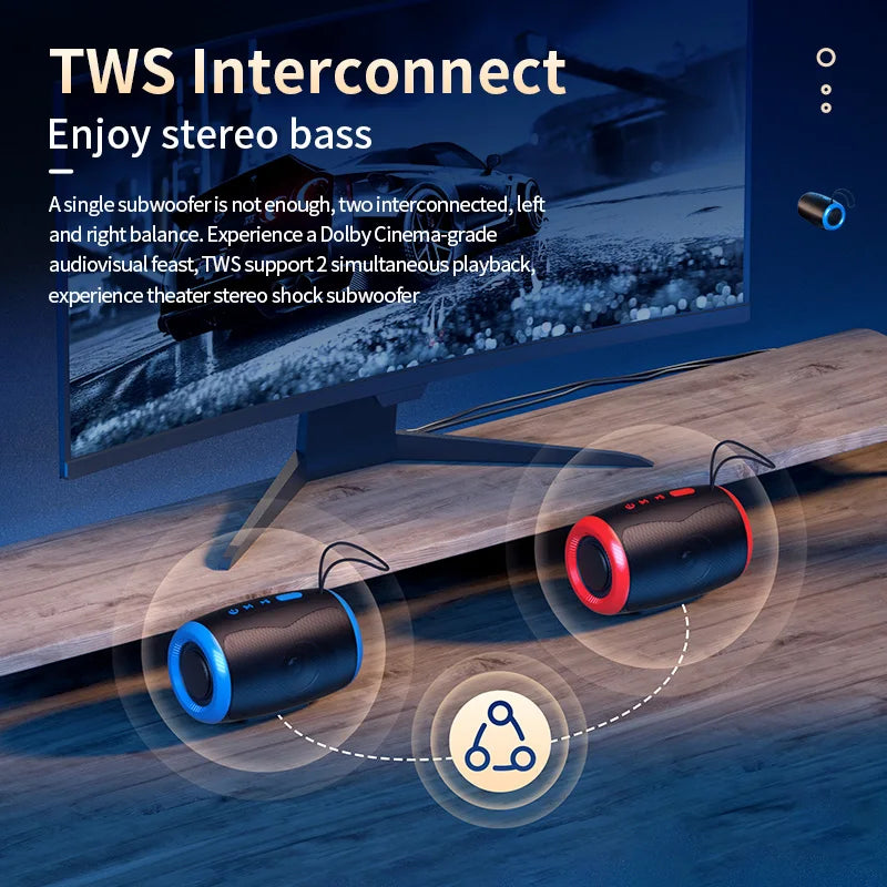 TSN-1 Portable Bluetooth Speaker - Wireless 5.3 Stereo Speaker with FM, USB, SD & AUX