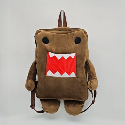 Domo Kun Plush Backpack - Cute Brown Stuffed Shoulder Messenger Bag for Adults