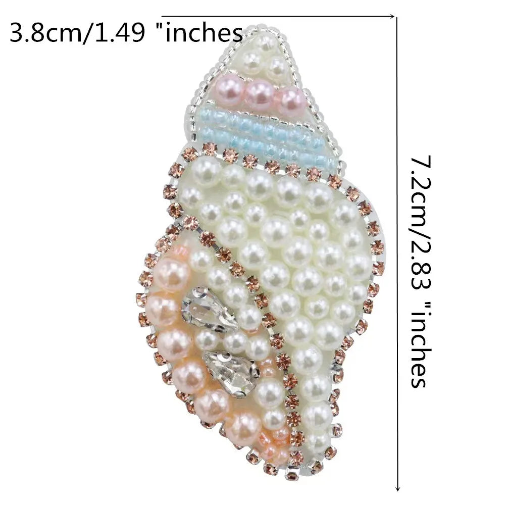 3D Handmade Ocean Animal Patches - Beaded Seahorse Crab Starfish DIY Sewing Accessories & Craft Ornaments
