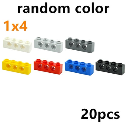 Technical Building Block Long Beam with Holes – Thick MOC Studded Bricks Compatible with 3703, 32018, 3895, 2730, 3894, 3701, 3700