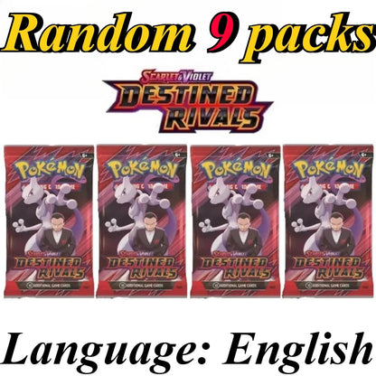 9 Pack Pokémon Trading Cards Set - English Booster Packs with Bright Stars, Prismatic Evolutions and Paldean Fates Gift Collection