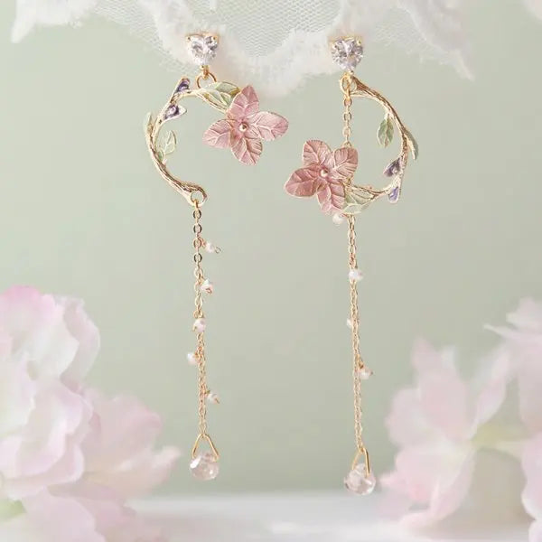 Pearl Moon Asymmetric Earrings - Butterfly Flower Zircon Drop Jewelry for Women Weddings