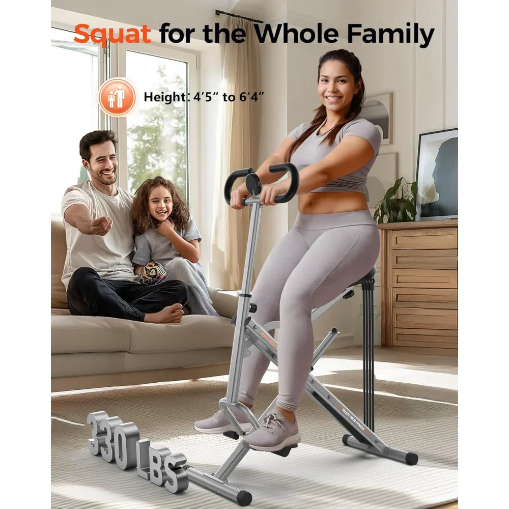 Pink Foldable Squat & Rodeo Core Exercise Machine – Home Fitness Equipment with 4 Adjustable Resistance Bands, 330lbs Capacity