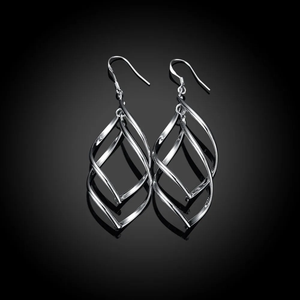 New Arrival 925 Sterling Silver Wedding Earrings: High-Quality Long Hanging Drop Hoops for Women - Elegant Jewelry Accessory
