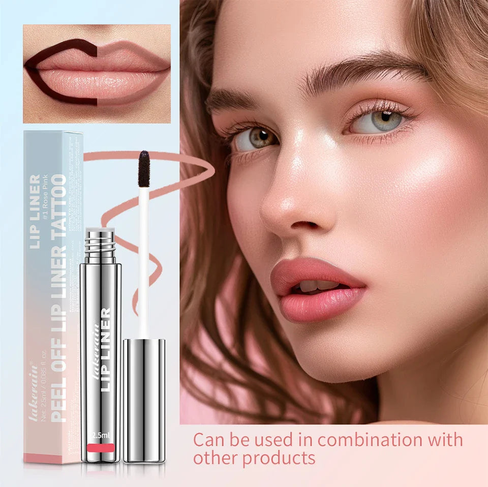 Waterproof Peel-Off Lip Liner & Tattoo Lip Gloss – Long-Lasting Matte Lip Tint & Brown Contour Lip Stain