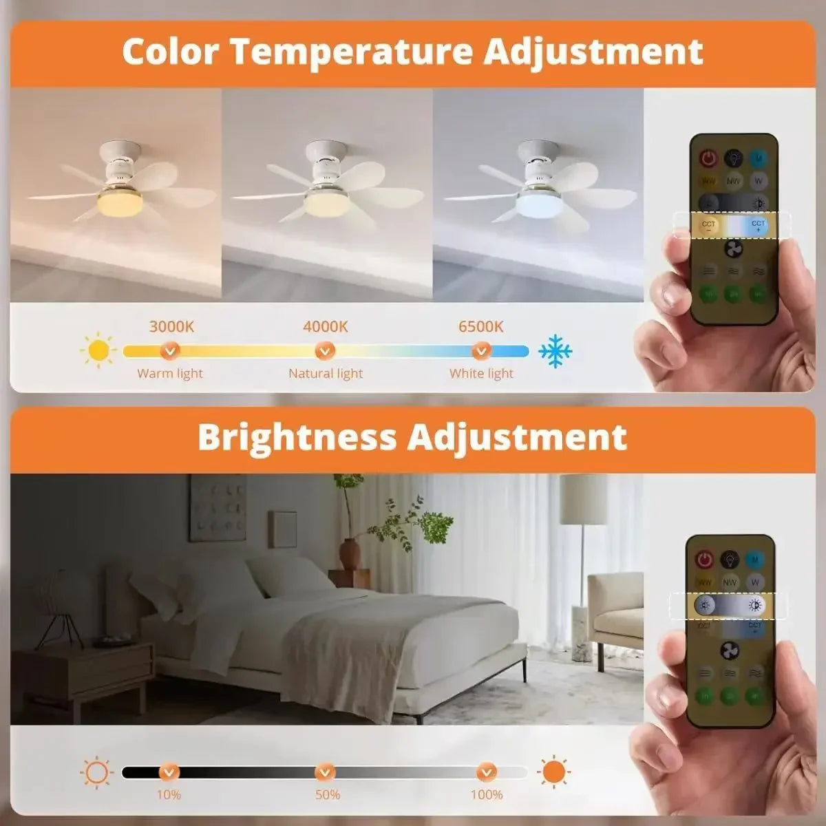 Household Detachable Fan Blades - Small Ceiling Fan with Intelligent Remote Control, Adjustable Wind & Light for Bedroom and Restaurant
