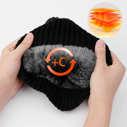 Men's Winter Knitted Bomber Hat with Ear Flaps - Plush Warmth, Faux Fur Lined, Casual Fashion Peaked Cap for Cycling