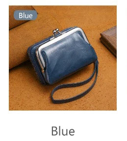 Women’s Fashion Minimalist Wrist Strap Wallet – Retro Short Zero Wallet with Large Capacity, Multi-Card Pockets & Money Clip
