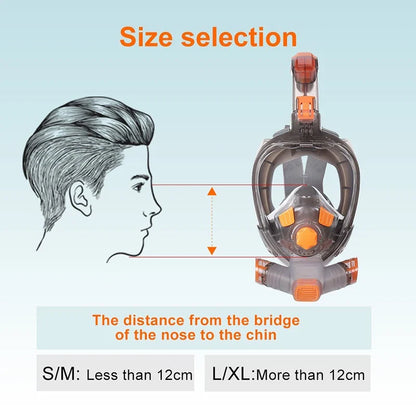 Full Face Snorkel Mask - Anti-Fog Wide-View Foldable Diving Mask for Adults
