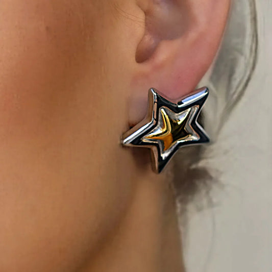 Yori 2024 Minimalist Mixed Color Stud Earrings — Stainless Steel, 18K Gold-Plated, Rust-Proof Jewelry for Women, Gift Accessory