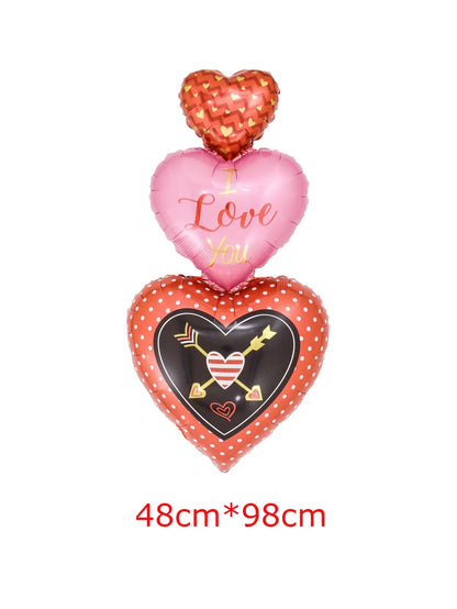 Happy Valentine’s Day Heart Balloon Stand Set – Love Bear & Heart-to-Heart Balloons Wedding Party Decoration