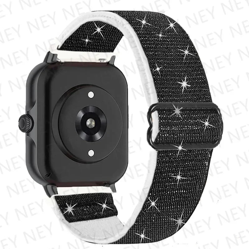 Nylon Elastic Watch Band for Amazfit GTS/GTR 4-3-2, Stratos & Bip Series – Bohemian Shiny Adjustable 20mm/22mm Strap