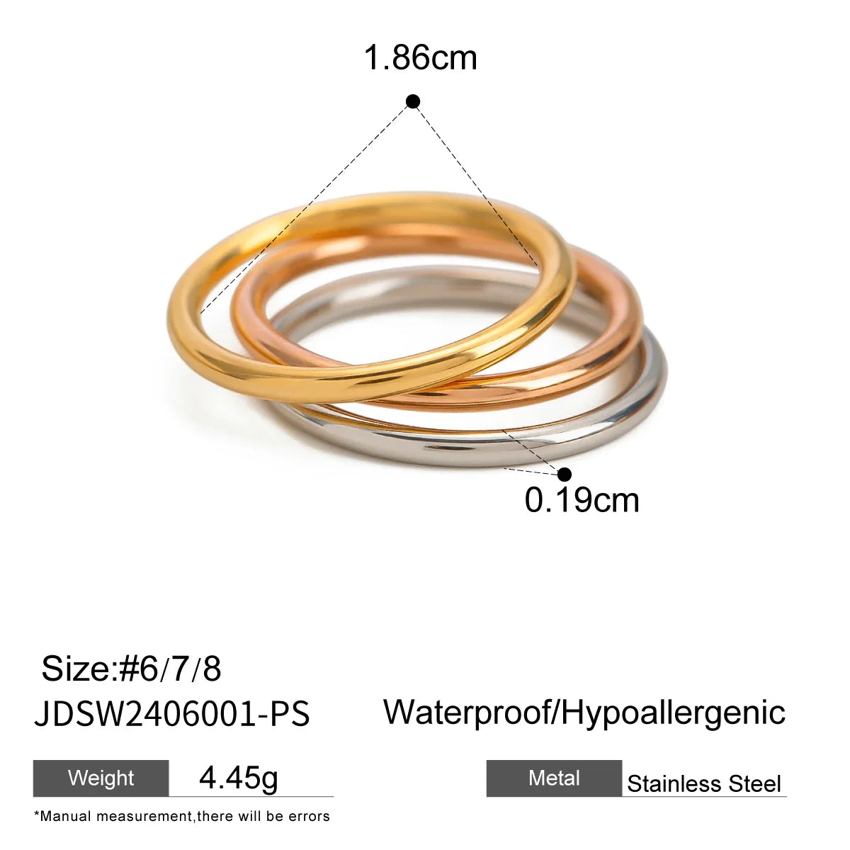 Vintage 18K Gold Plated Stainless Steel Ring – Double Line Irregular Open End Jewelry for Women