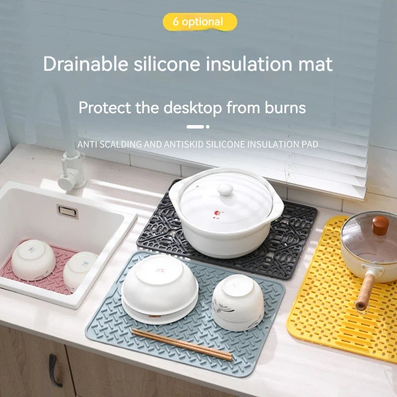 Food-Grade Silicone Hollow Insulation Mat – Non-Slip Kitchen Sink Protector & Desktop Table Mat